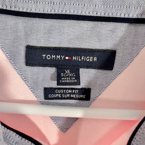 Tommy Hilfiger Henley Polo Shirt Men's XL Custom Fit Pink 100% Cotton - Picture 2 of 12
